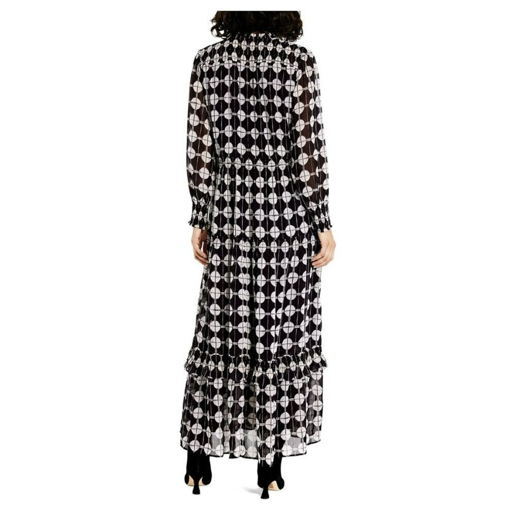 Nic + Zoe $228 Chiffon Dot Maxi Dress Size Large NWT Black White - Picture 4 of 12
